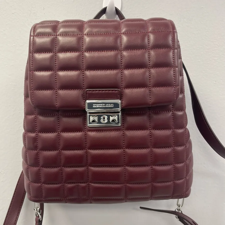 MICHAEL Michael Kors Tribeca Small Quilted Leather Backpack in Oxblood - NWT