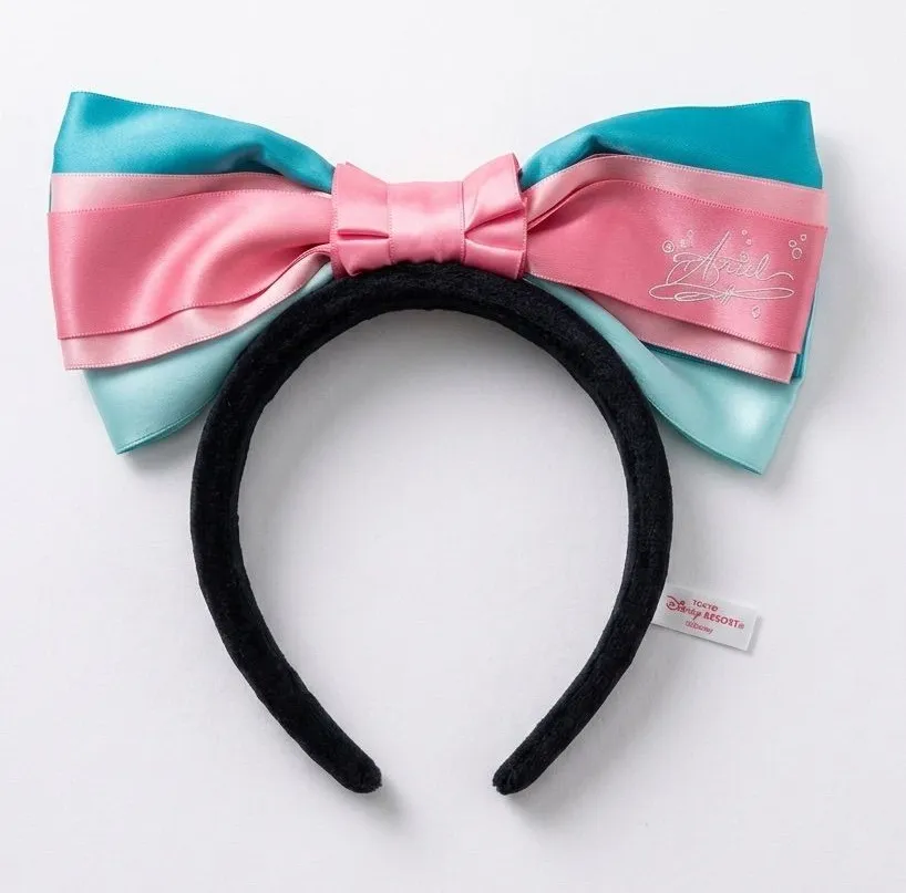 Tokyo Disney Resort TDR Ariel The Little Mermaid Satin Bow Headband Ears