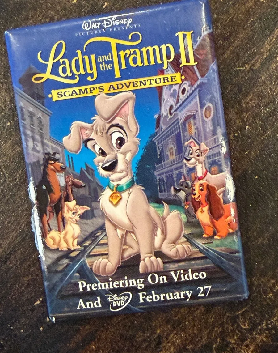 Disney Lady and the Tramp II Scamp's Adventure Video Promo Pin Pinback