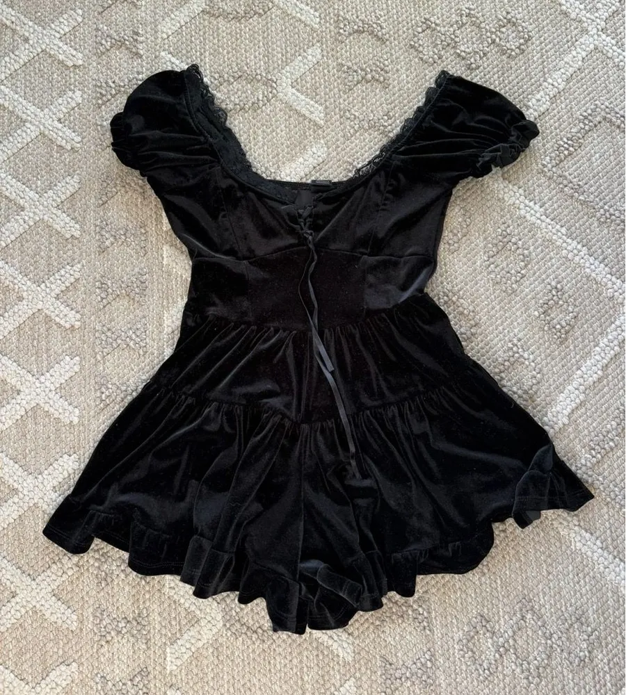 Black Velvet Romper Urban Outfitters