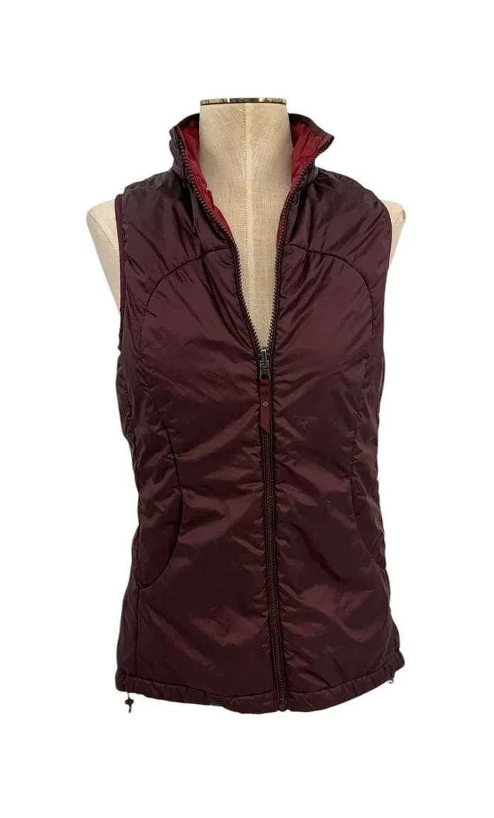 Lululemon Layer Up Reversible Vest Burgundy Red Insulated Full Zip Size 6