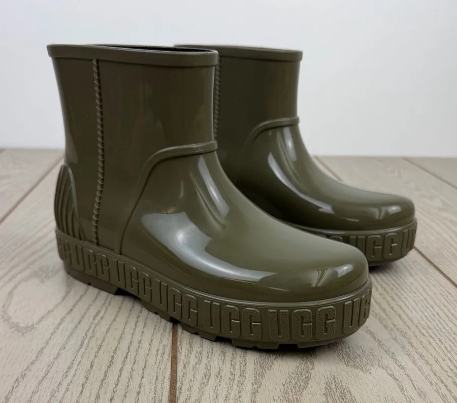 UGG Women's Drizlita Waterproof Rain Booties US8 Burnt Olive Green $90