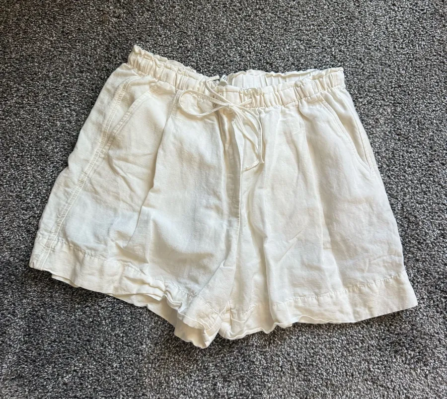 White drawstring shorts