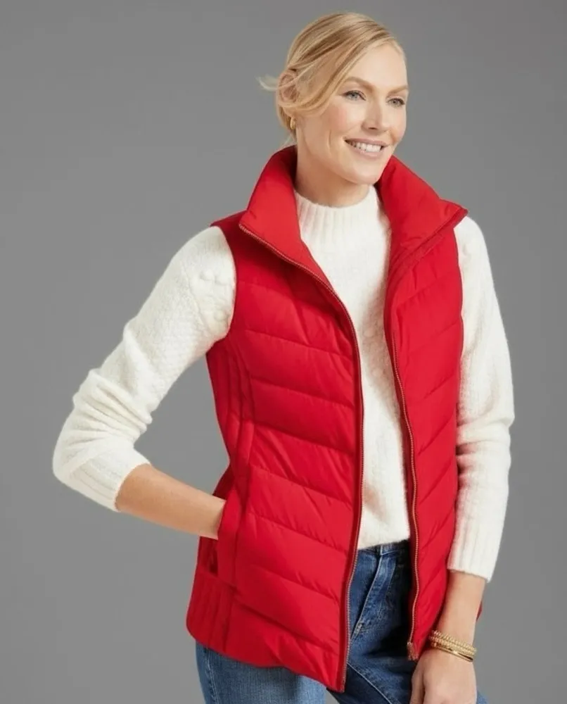 Talbots Red Down Puffer Vest Winter Jacket Coat Size Small