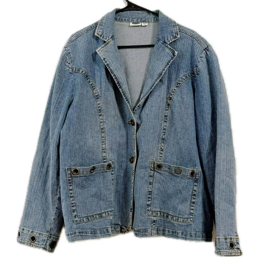Cato Blue Oversized Jean Jacket with Contrast Stitching