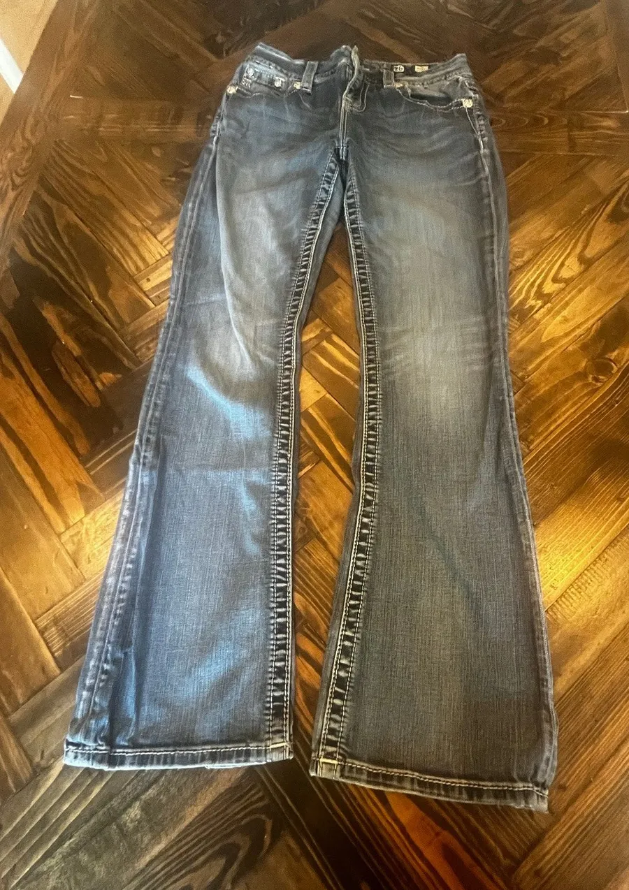 Miss Me Mid Rise Easy Bootcut Jeans Women 27 Western Cowgirl Aztec Y2K Flaws