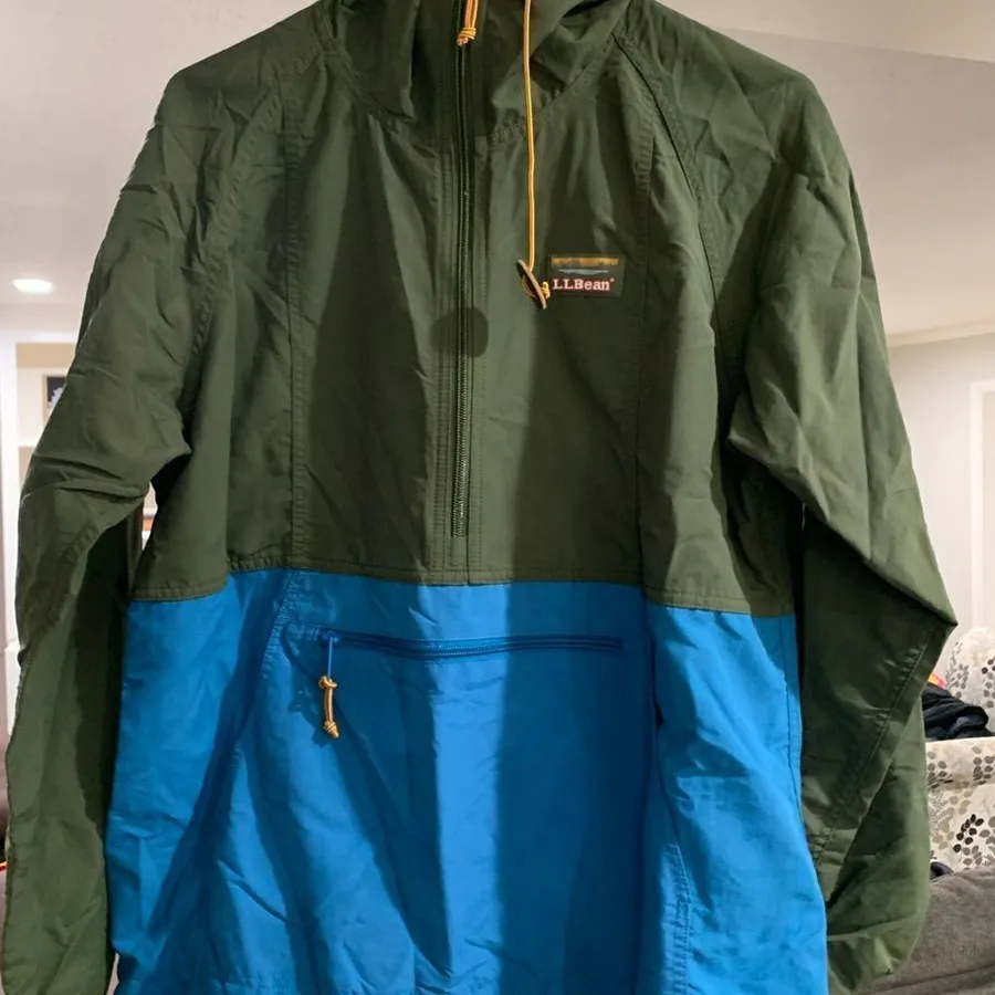 L.L. Bean Womens Katahdin Pullover Mountain Classic Anorak Hooded Coat Jacket S Green Size M