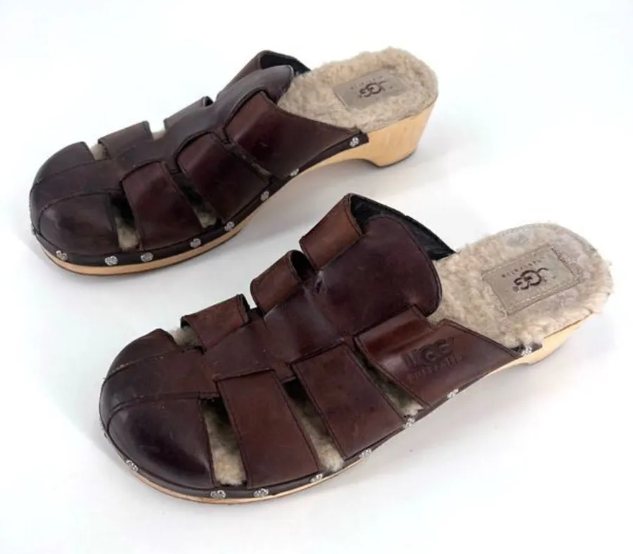 Ugg Fisherman Ore Clogs Sherpa lined Gaucho shoes sandals Size 9