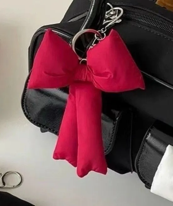 NWT Red Bow Keychain Puff Charm Bag Accessory Cute Gift Trendy