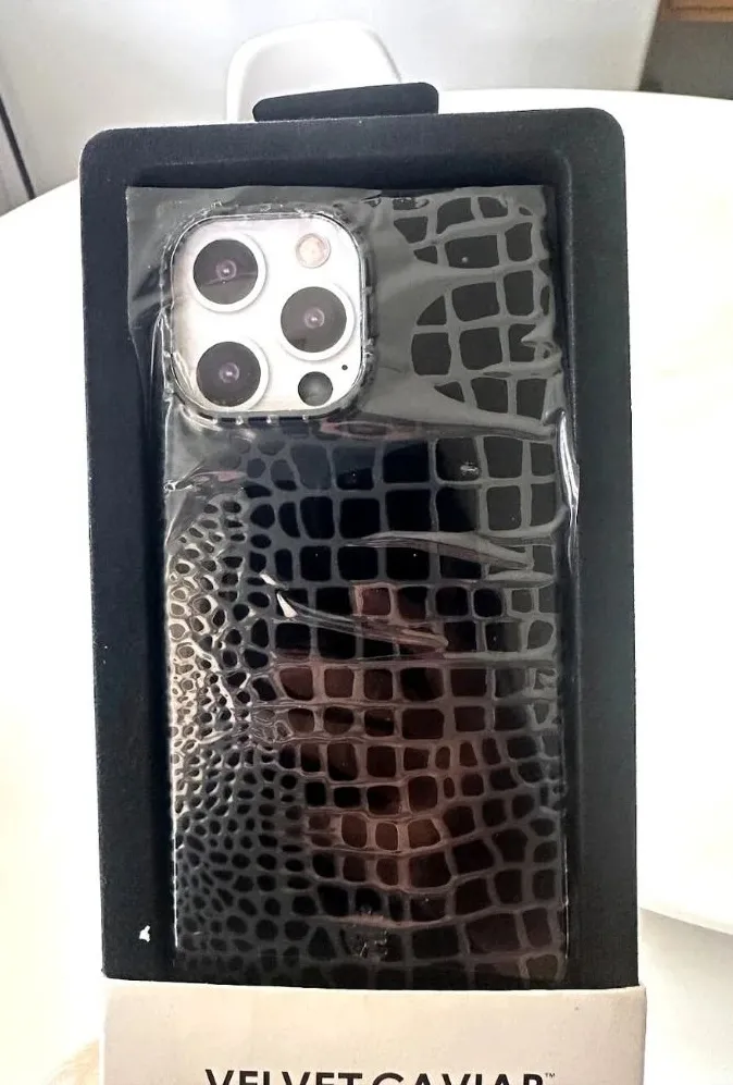 Velvet Caviar Black Croc Phone Case iPhone 13 Pro Max