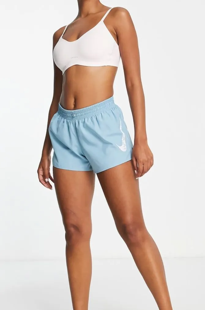 Nike Running Dri-FIT Swoosh mid-rise brief-lined shorts in pale blue size medium
