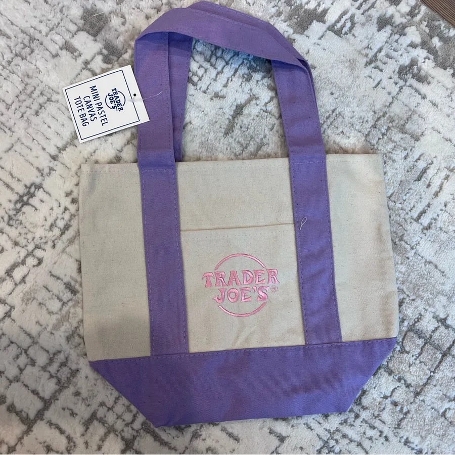 Trader Joe's Pastel Mini Canvas Tote Bags NWT 2026 LIMITED EDITION NWT purple