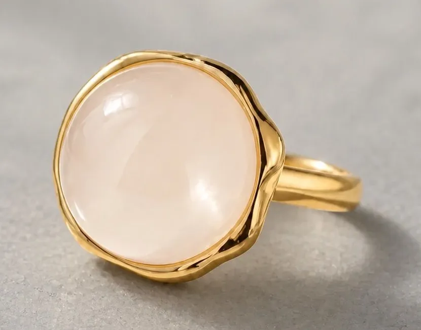 Gold Ring with Pale Pink Stone
