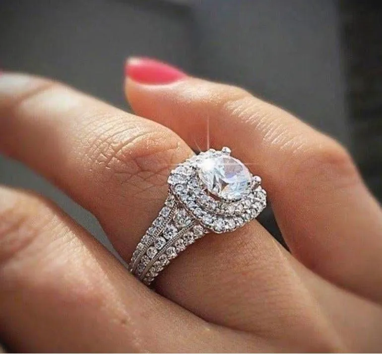 925 stamped White Gold Polished Ring