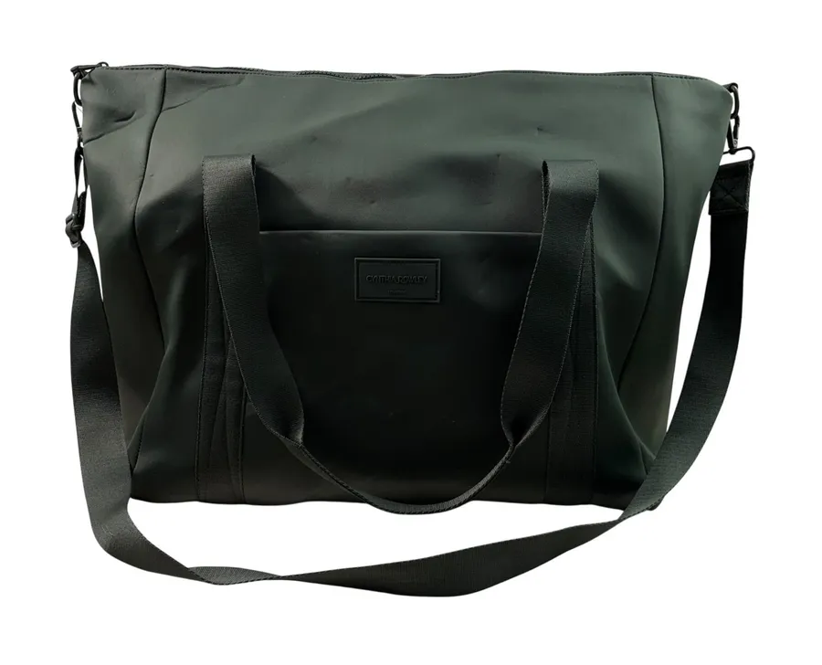 Cynthia Rowley Green Scuba Knit Carryon Convertible Strap Zip Top Overnight Bag