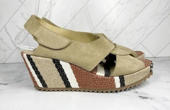 Pedro Garcia Fenen Leather Wedge Sandal Size EU 39.5 Oak Castro Santa Fe