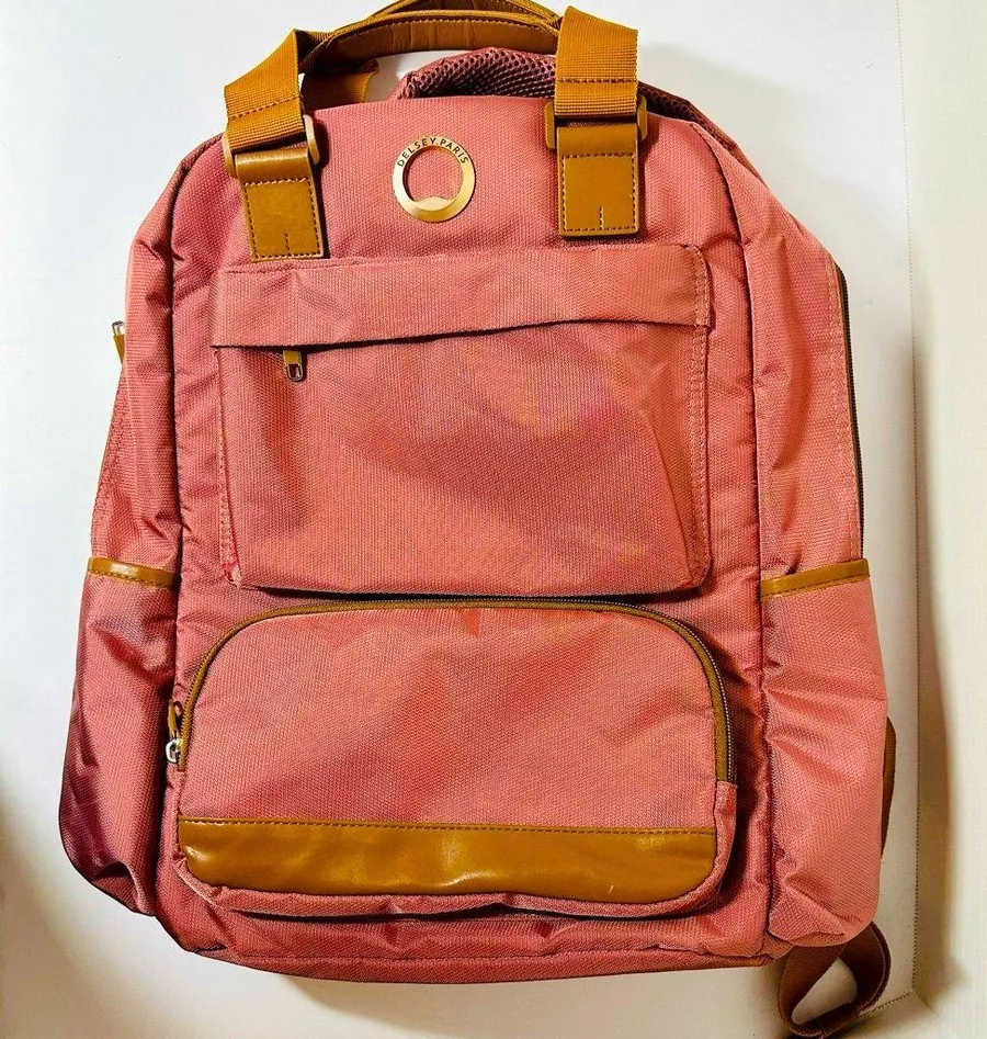 DELSEY Paris. Legere Air/Travel Laptop Backpack. Rose Color. Cabin Luggage Strap Pink