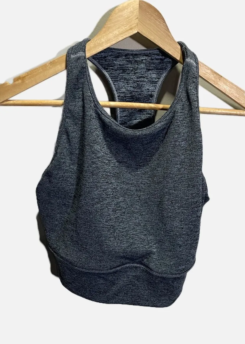 CALIA by Carrie Underwood Womens Space Dye Racerback Sports Bra Grey Small Gray