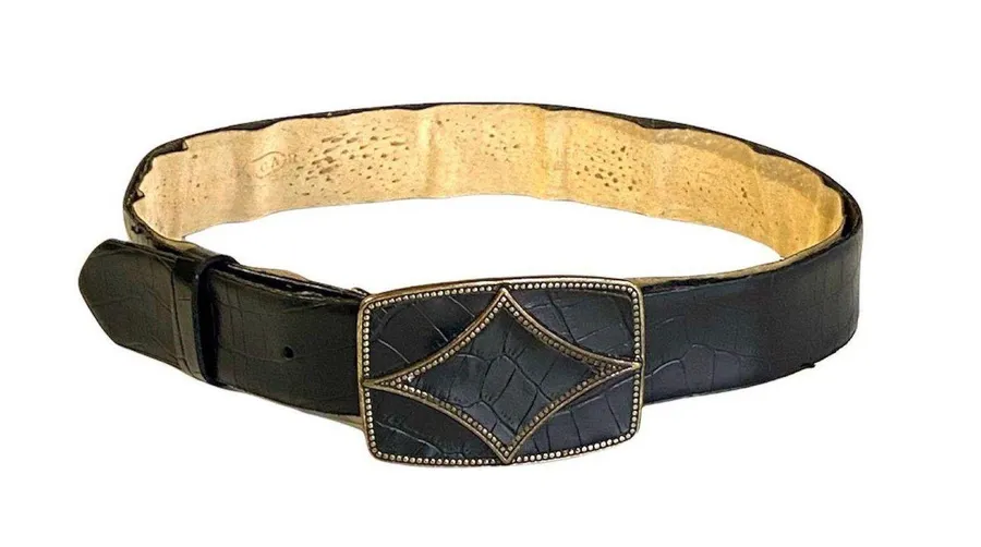 Vintage 80’s Genuine Leather Belt Black Size Small Well loved