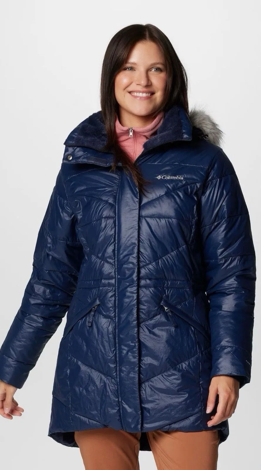 Columbia Peak To Park Mid Insulated Puffer Jacket Coat XS Synthetic Down Fur