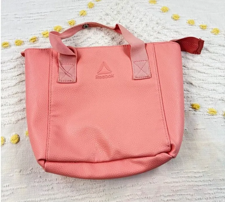 Reebok Mini Tote Bag Purse Salmon Pink Faux Leather Small Handbag