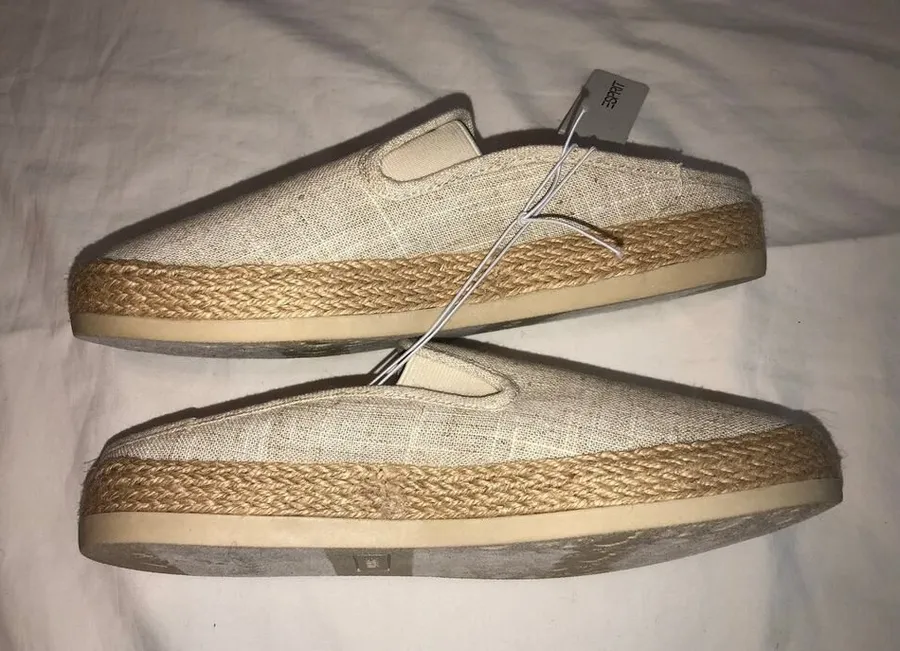 Esprit Espadrille Mule Size 9.5 Natural Linen Summer Slide Casual Shoe Neema