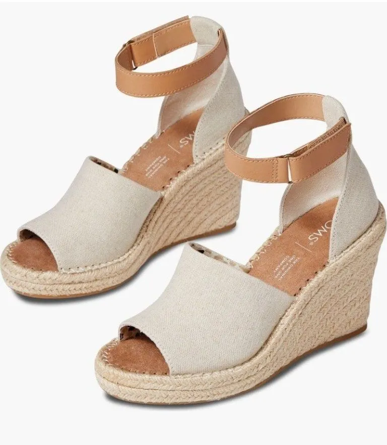 TOMS Women's Marisol Espadrille Wedge Sandals in Natural Sz 11 New in BOX