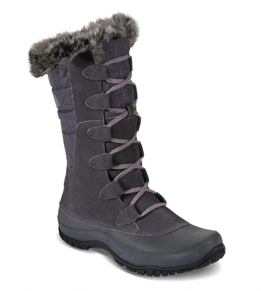 EUC The North Face Nuptse Purna Dusty Purple Faux Fur Winter Boots size 7.5