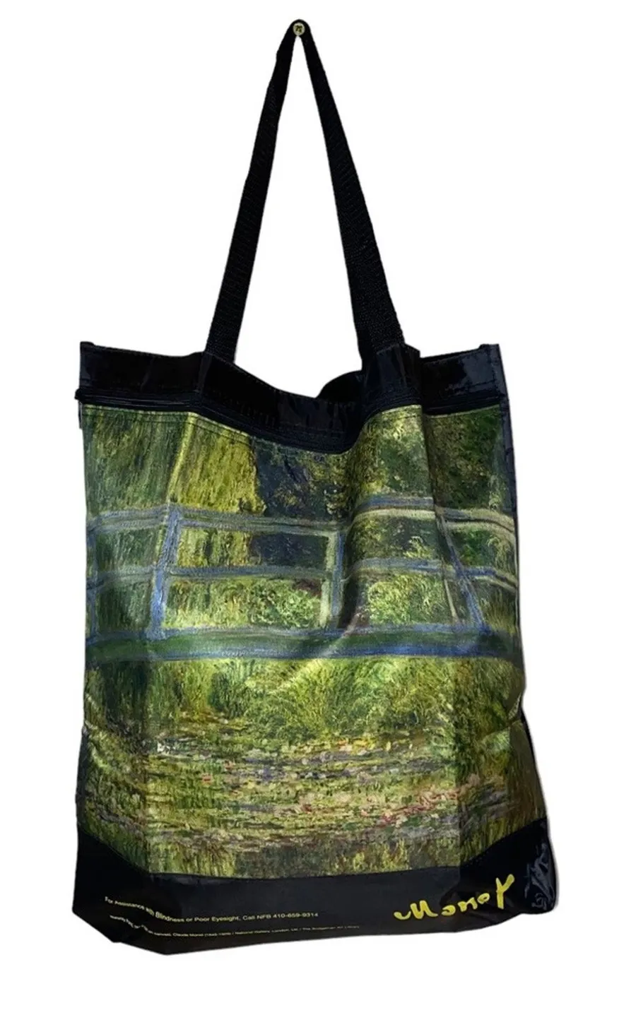 Claude Monet Water Lily Pond Tote Bag Bridgeman Art Gallery Reusable Museum Art Black