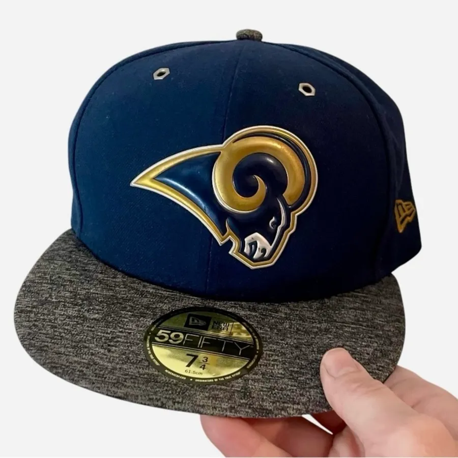 NEW LA RAMS Navy and Gray Hat New Era 59Fifty Blue