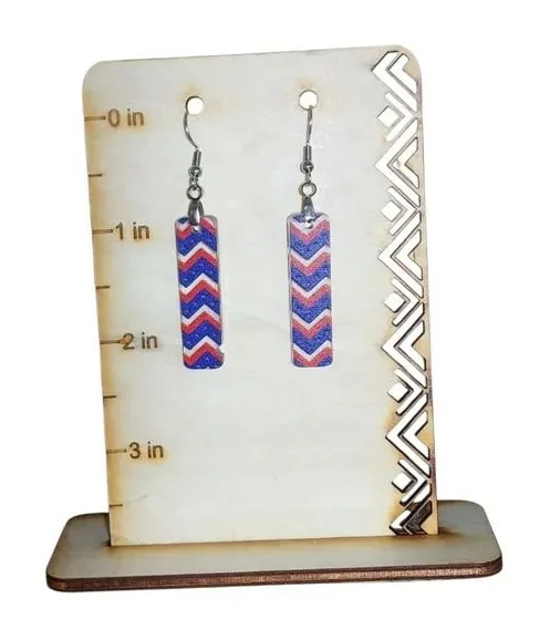 Patriotic Chevron Bar Acrylic Drop Earrings