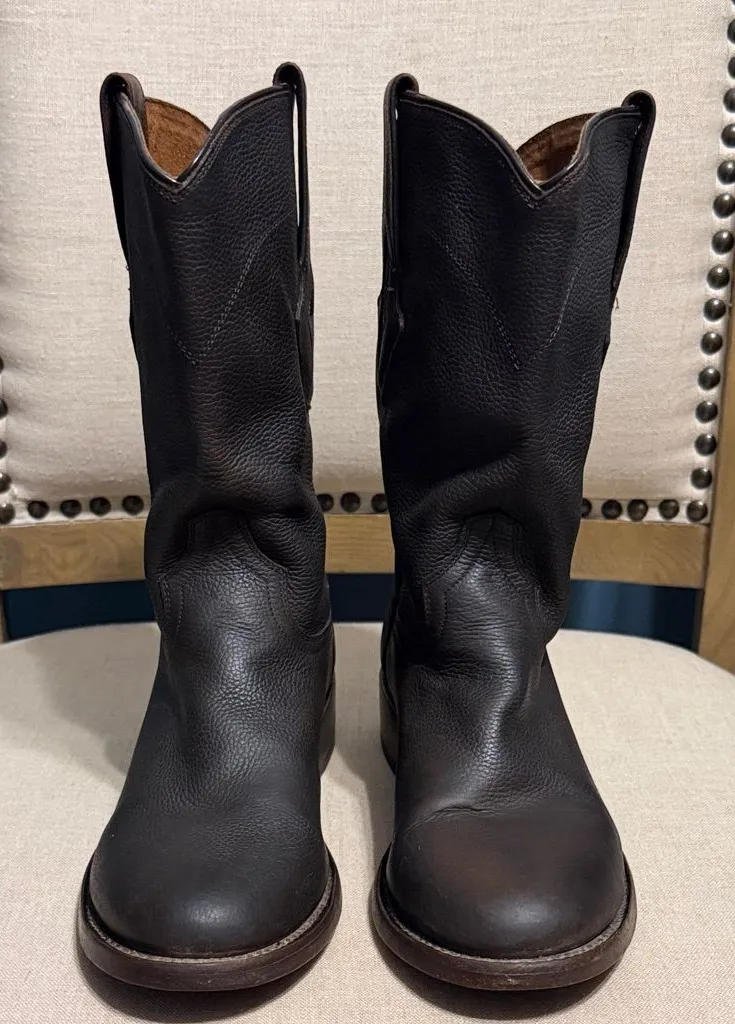 Resistol Ranch Women’s Classic Dark Brown Leather Cowboy Boots, Size 7.5B