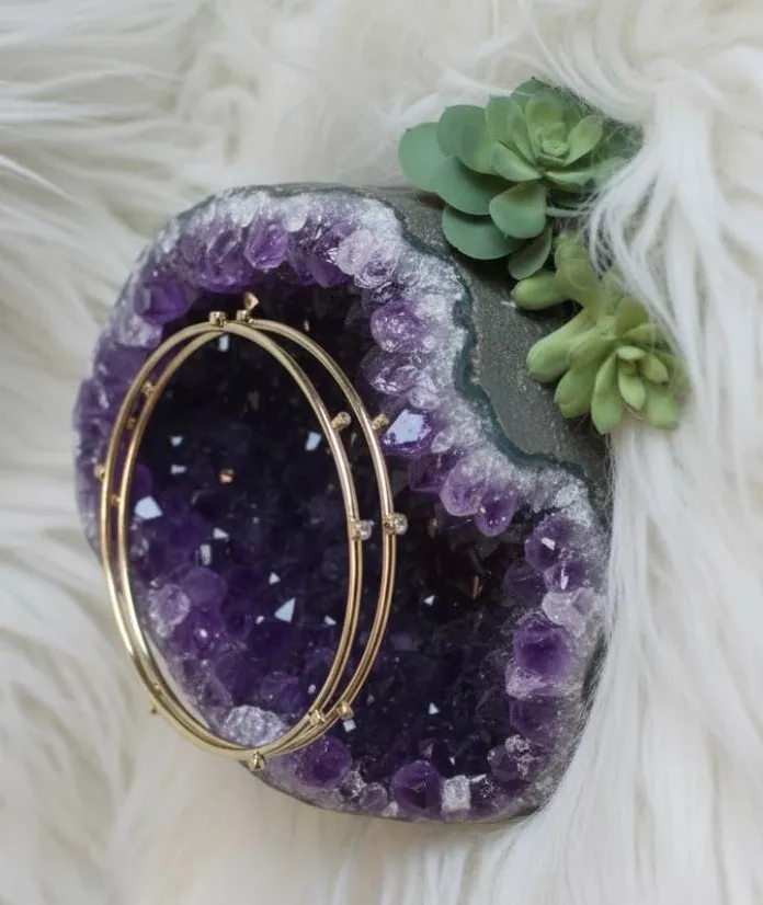 Kendra Scott Gold Tone Crystal Bangle Stacker Bracelet Jewelry Dainty Sparkling