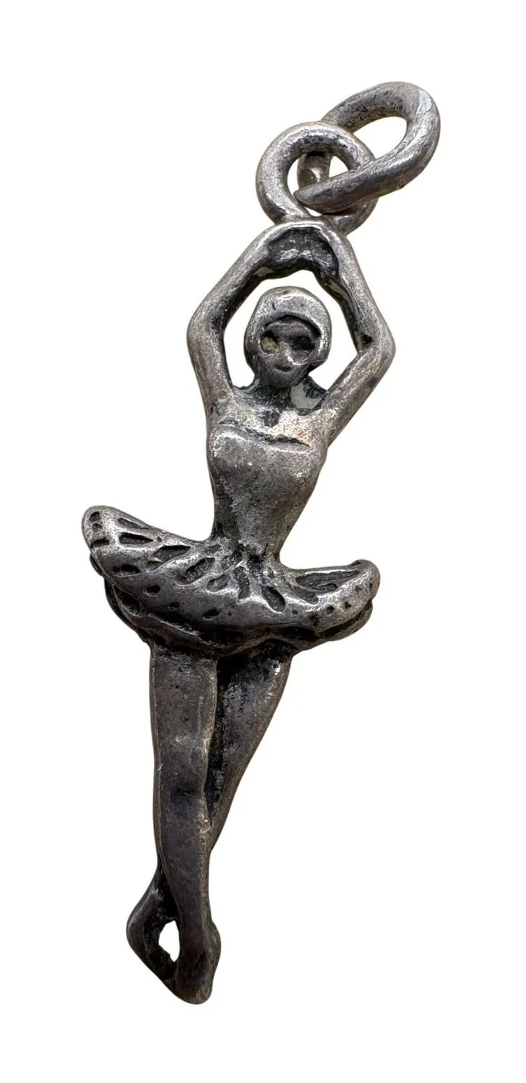 Vintage 925 Sterling Silver Ballerina Dancer Charm Pendant 0.90g