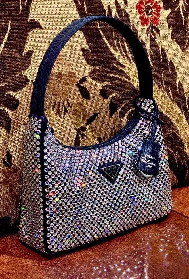 NWT Crystal Re Edition 2000 Bag In Black