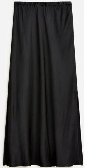 NWT J.Crew Collection Side-slit Pull-on Maxi in Black Luster Crepe Skirt S