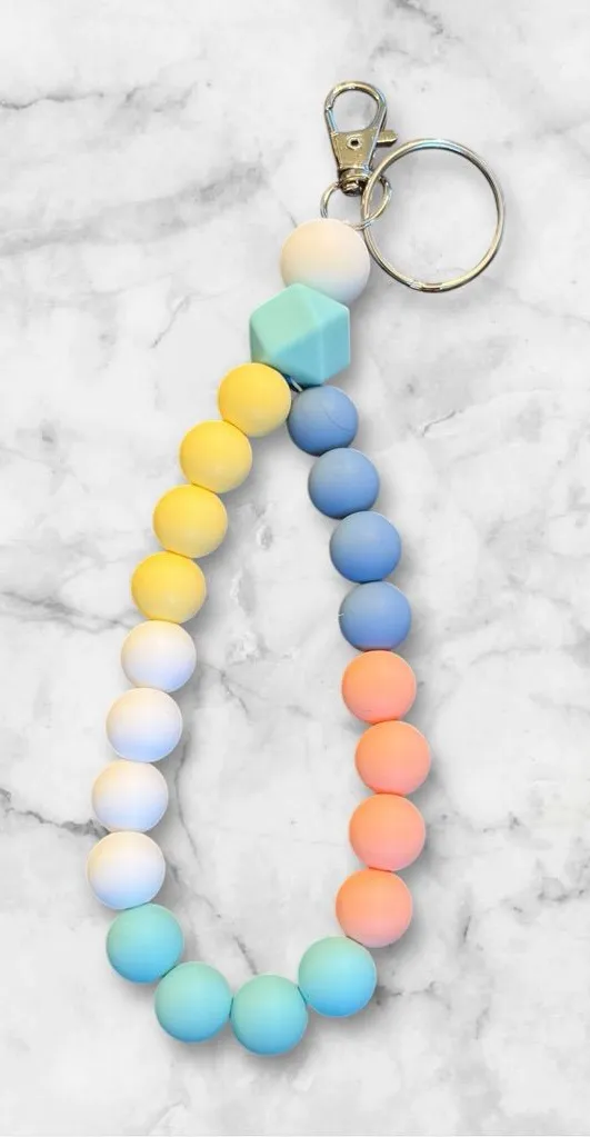 Pastel Beaded Keychain Yellow