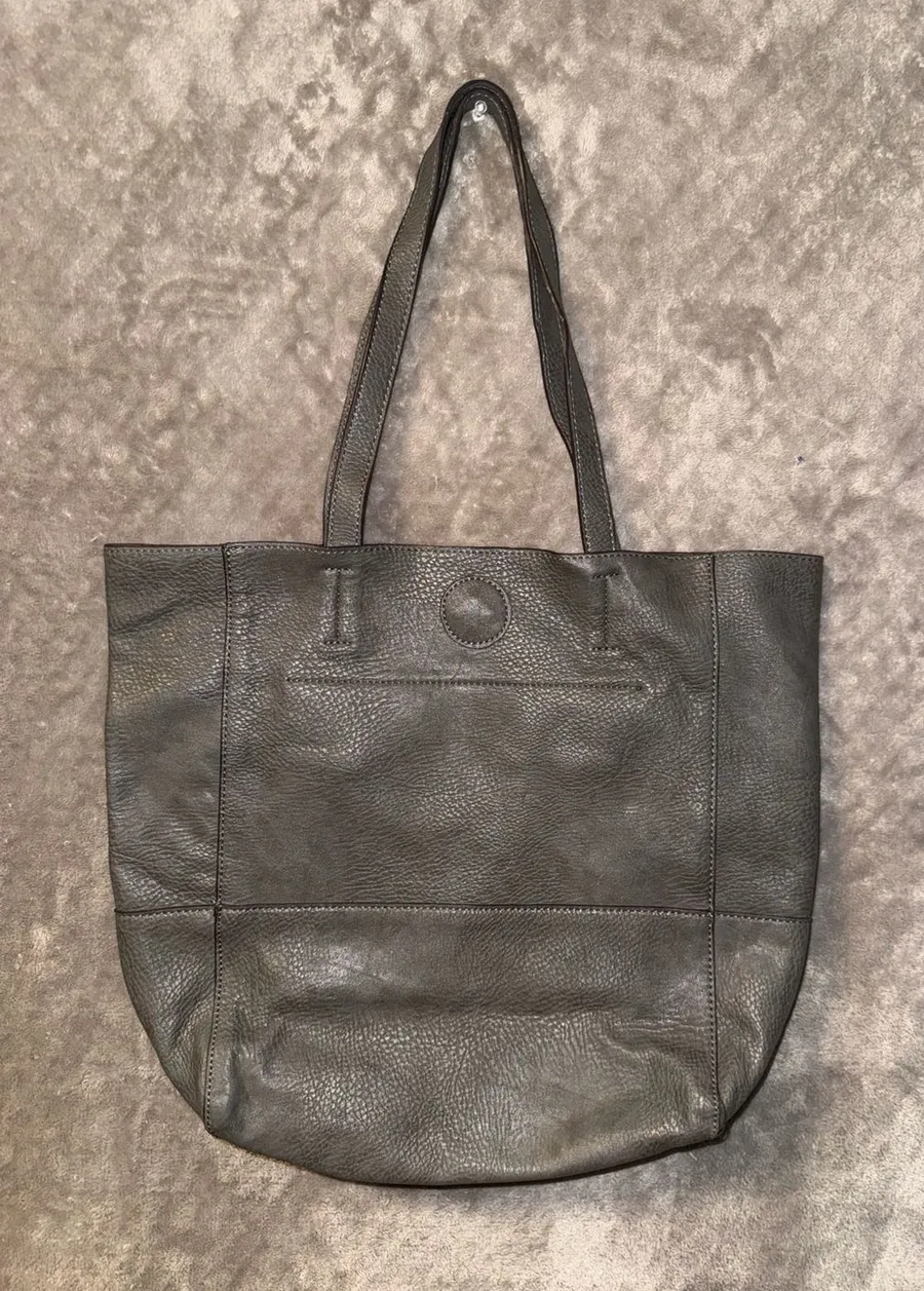 Joy Susan 100% Vegan Leather Large Tote Bag, Light blue pebbled