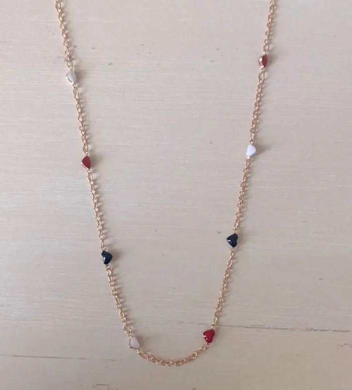dainty gold tone multicolor heart necklace