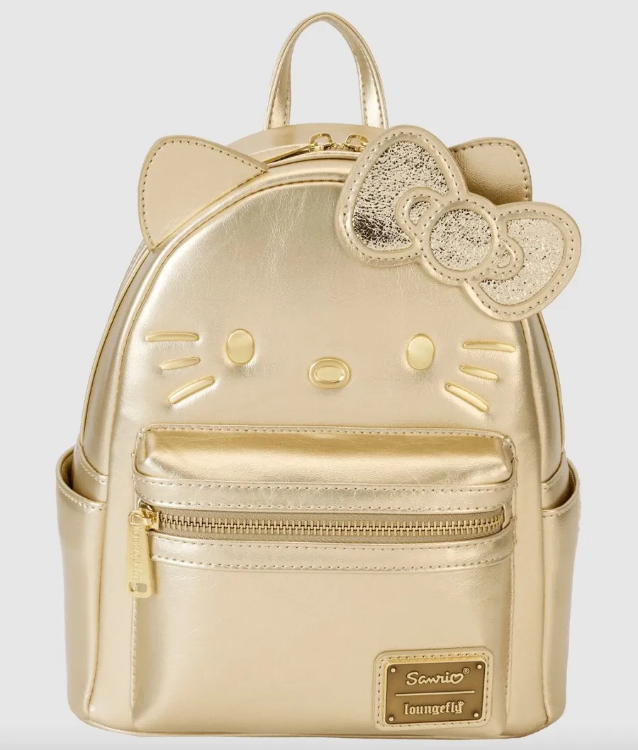 Sanrio Hello Kitty Loungefly 50th Anniversary Gold Mini Backpack