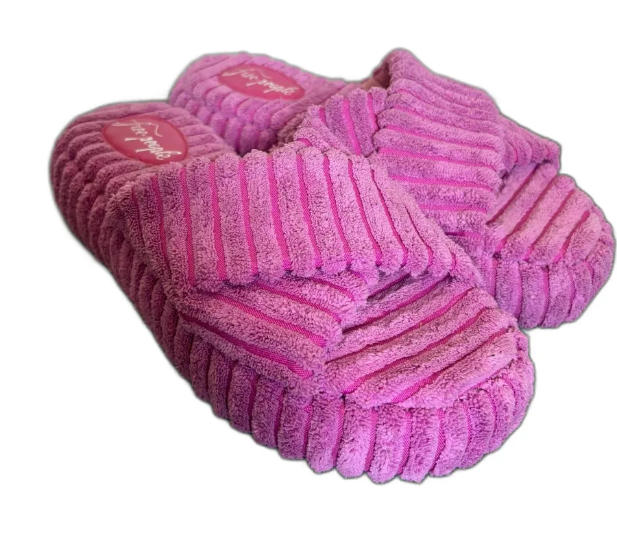 Free People Two Days in Ibiza Orchid Pink Terry Platform Slides Sandals Size 7.5