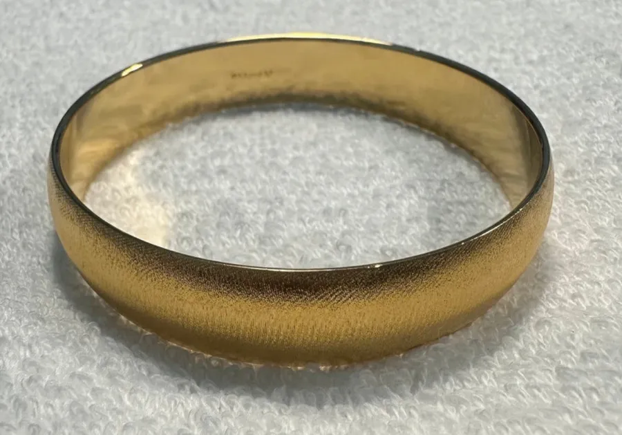 Vintage Signed Monet Brushed Gold Tone Bangle Bracelet