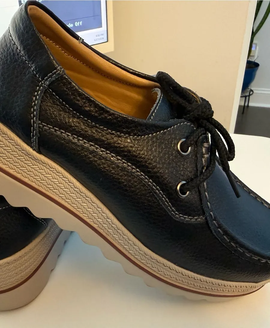 Black Leather Platform Lace