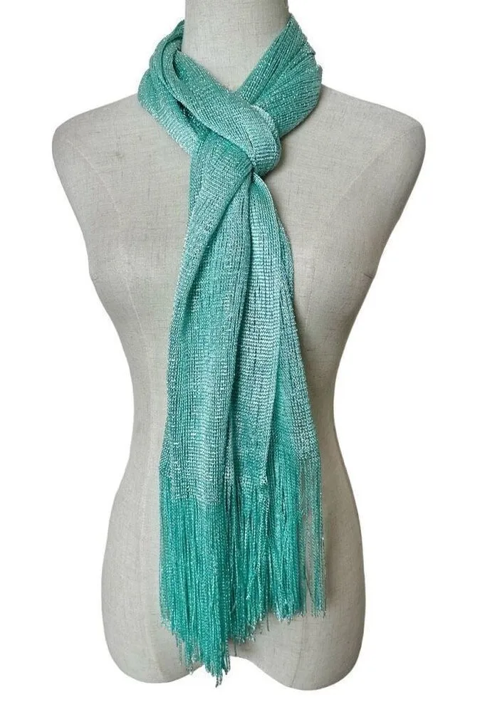 Green long fringe scarf Green