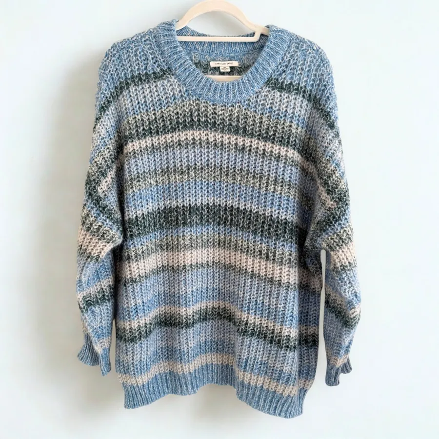American Eagle Oversized Striped Knit Sweater L