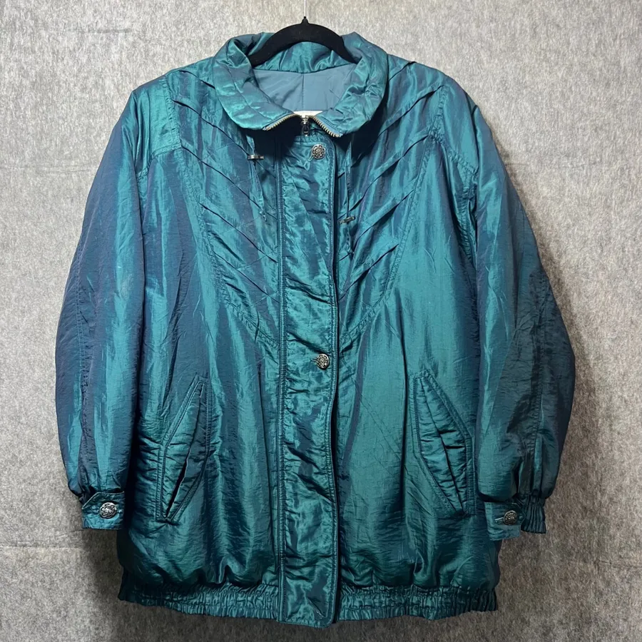 Vintage IZZI Outerwear Puffer Coat Insulated Winter Jacket Teal M 80s 90s Green Size M