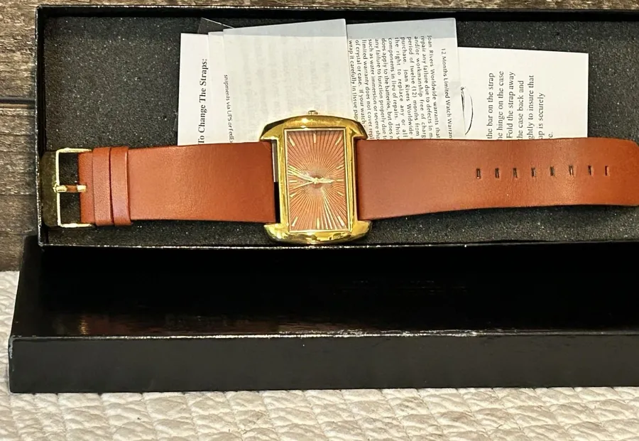 Vintage Joan Rivers Classics Women's Watch Brown Leather Band W/Box