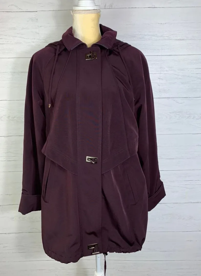 FS Limited plum purple double lined removable hooded zip toggle parka coat Small