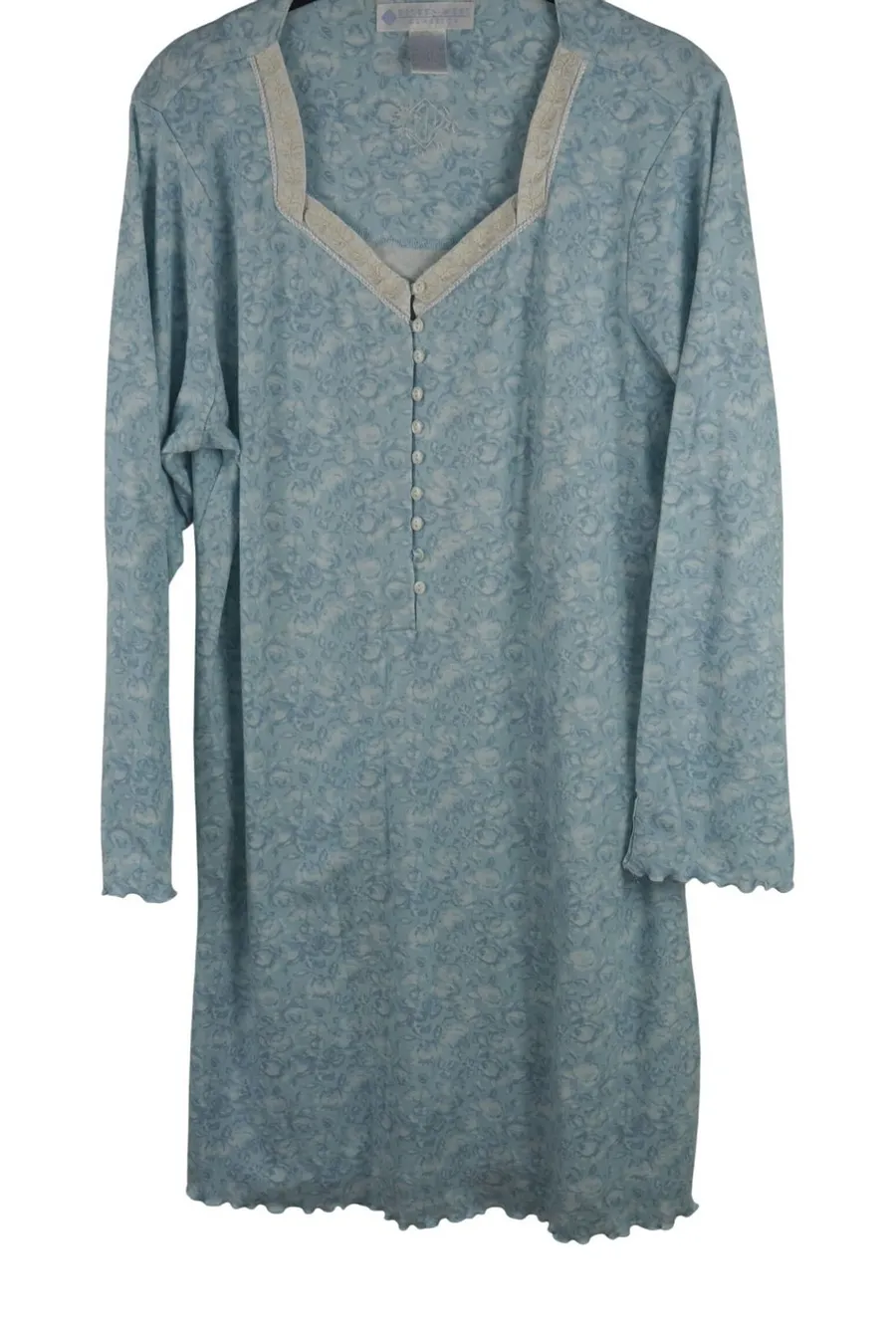 Eileen West Classics Womens Nightgown Blue Floral Print Long Sleeve Sleepwear L Size L