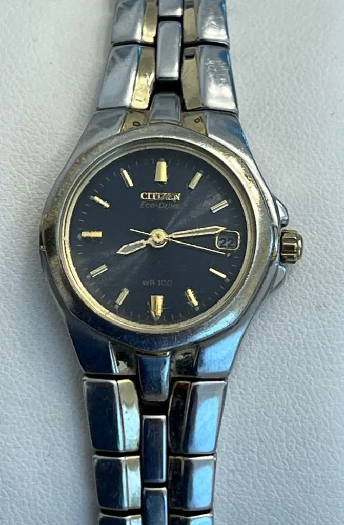 Citizen Eco-Drive Ladies Watch Two-Tone Bracelet and Case Black Dial